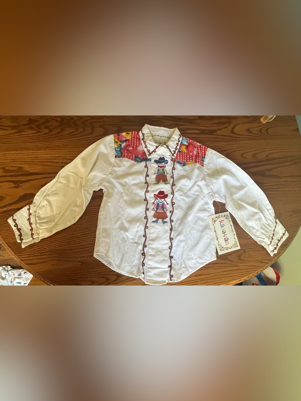 Western style Girls embroidered dress shirt